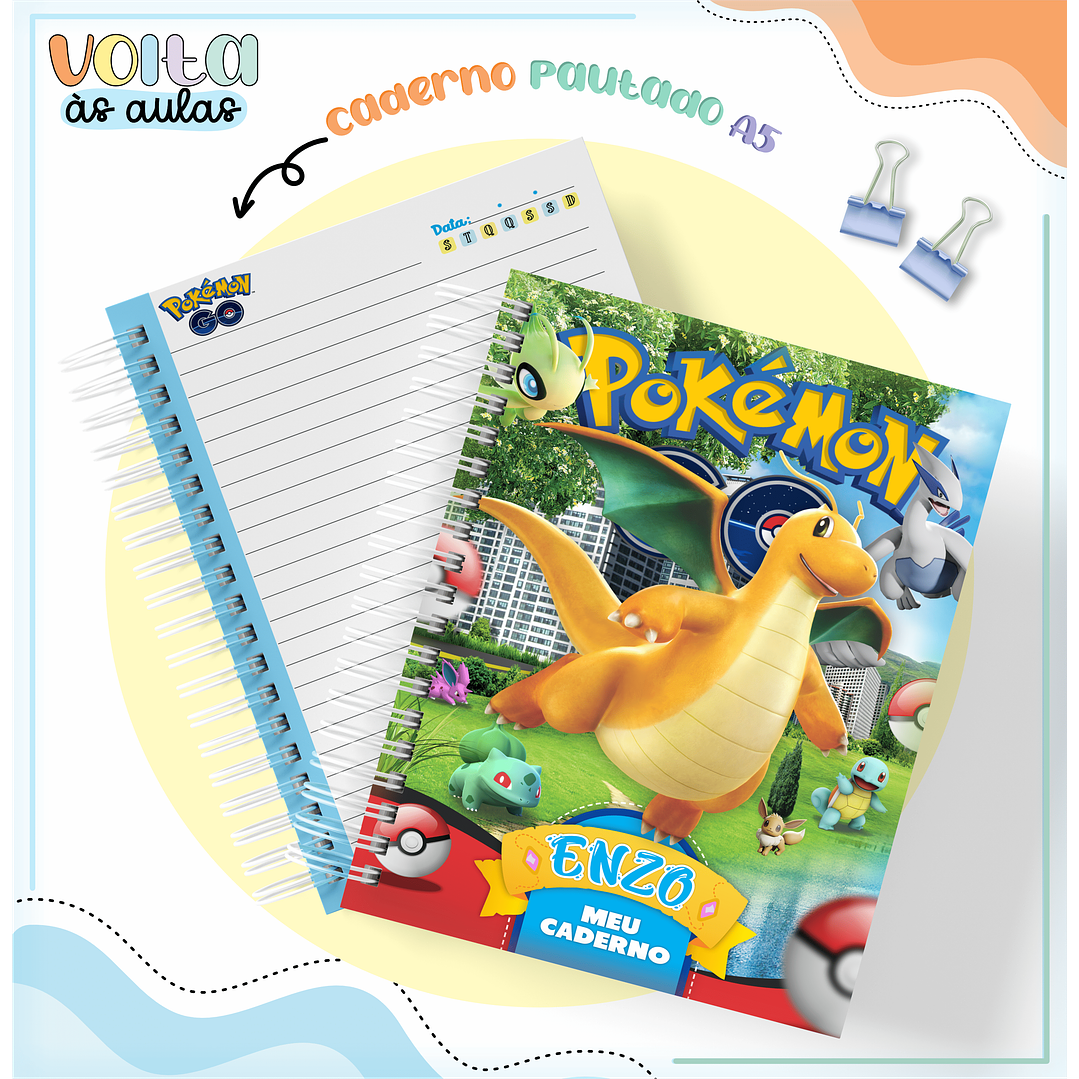 Kit Digital Encadernação Pokémon GO - Volta às Aulas  1