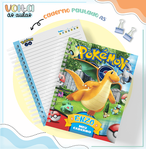 Kit Digital Encadernação Pokémon GO - Volta às Aulas 