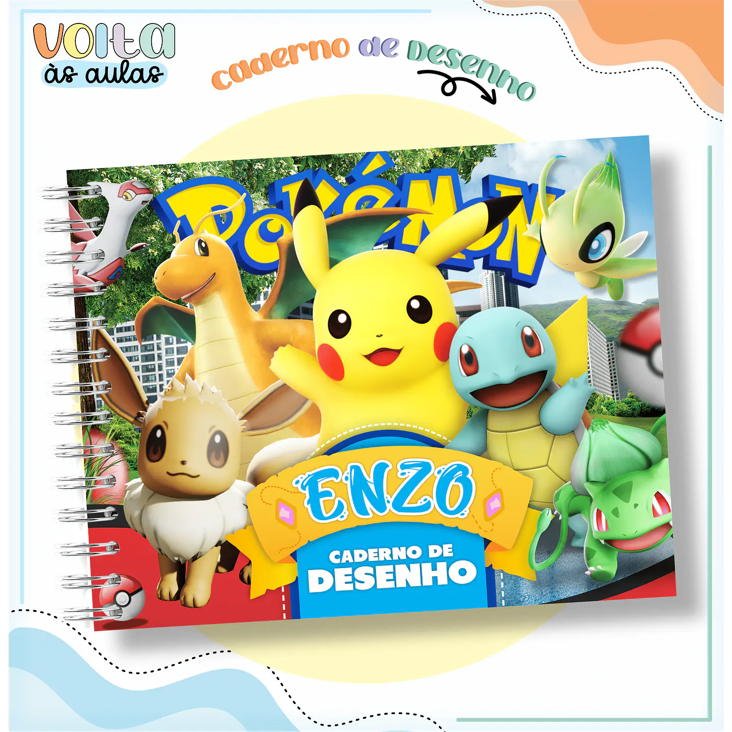 Kit Digital Encadernação Pokémon GO - Volta às Aulas  3