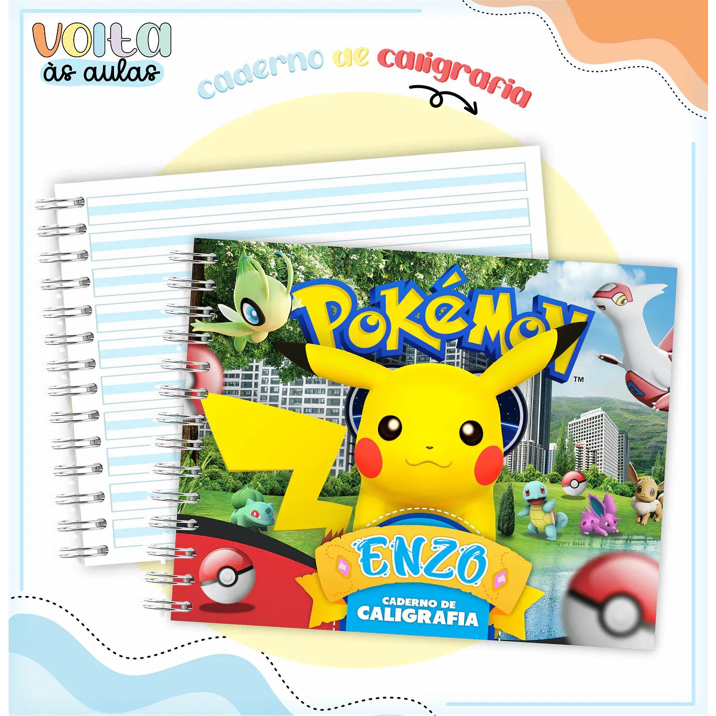 Kit Digital Encadernação Pokémon GO - Volta às Aulas  4