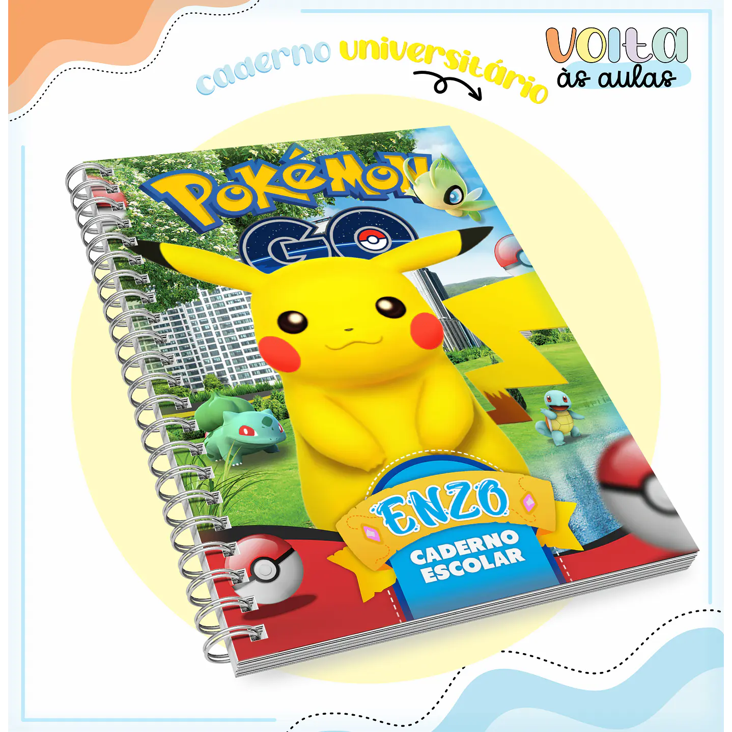 Kit Digital Encadernação Pokémon GO - Volta às Aulas  6