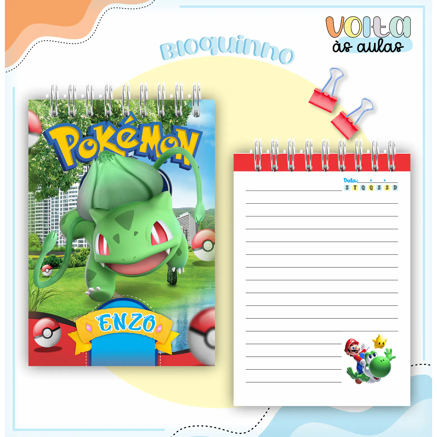 Kit Digital Encadernação Pokémon GO - Volta às Aulas  7