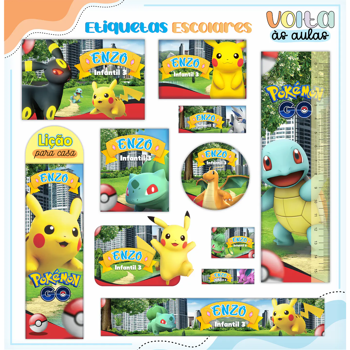 Kit Digital Encadernação Pokémon GO - Volta às Aulas  2
