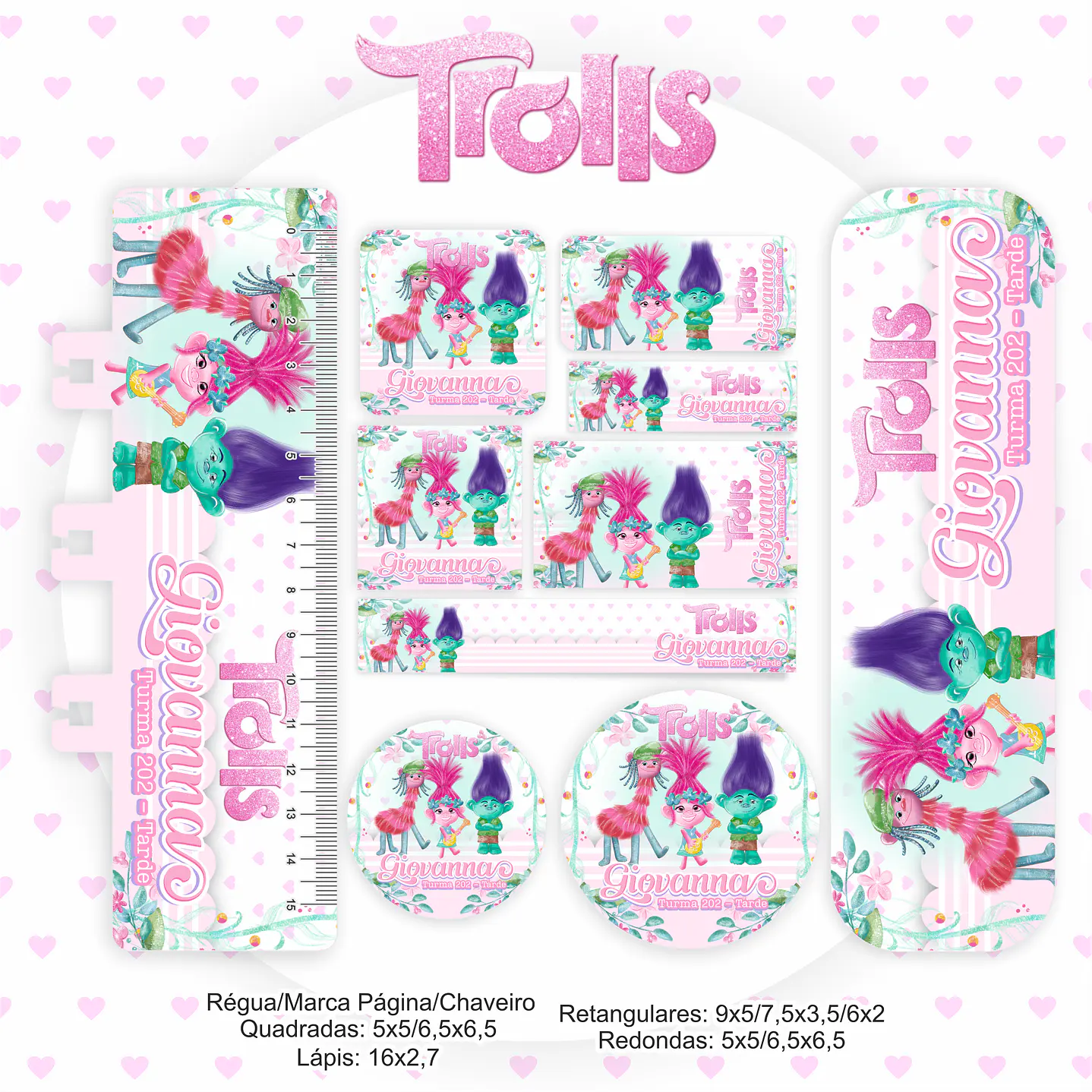 Kit Digital Encadernação Trolls - Volta às Aulas Completo  2