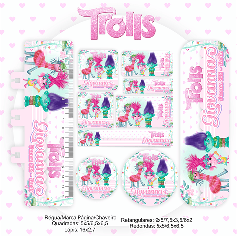 Kit Digital Encadernação Trolls - Volta às Aulas Completo 