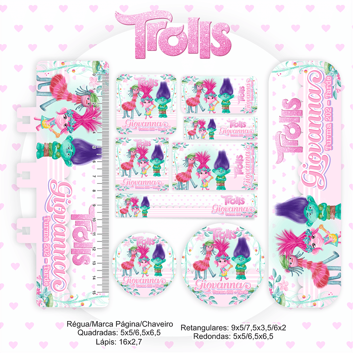 Kit Digital Encadernação Trolls - Volta às Aulas Completo  2