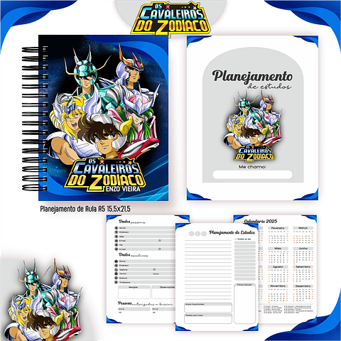 Kit Digital Encadernação Os Cavaleiros do Zodíaco- Volta às Aulas 