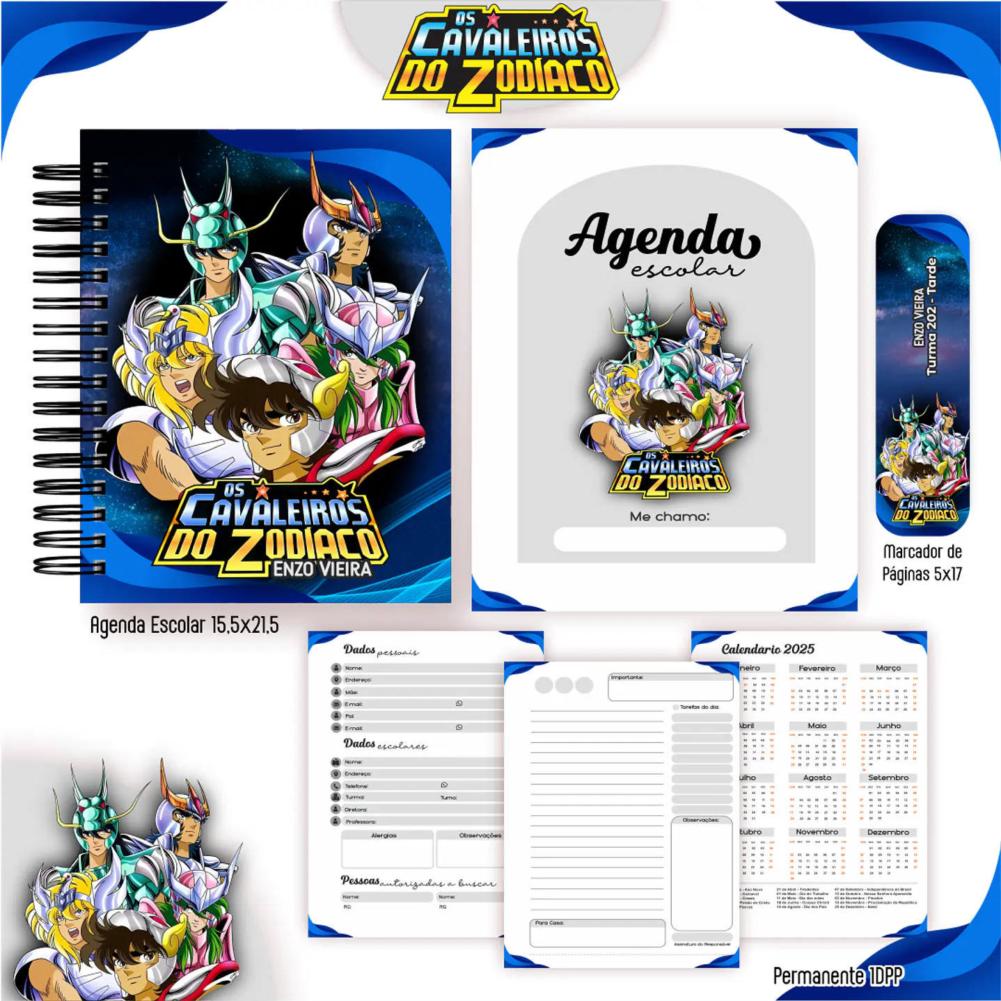 Kit Digital Encadernação Os Cavaleiros do Zodíaco- Volta às Aulas  5