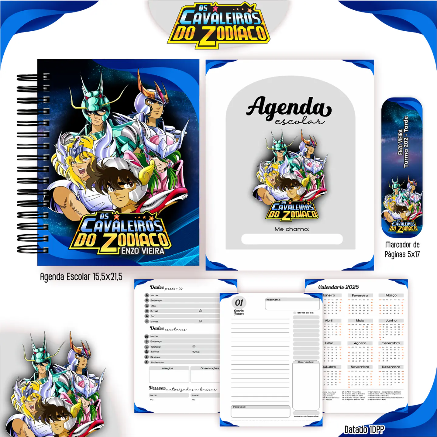 Kit Digital Encadernação Os Cavaleiros do Zodíaco- Volta às Aulas  6