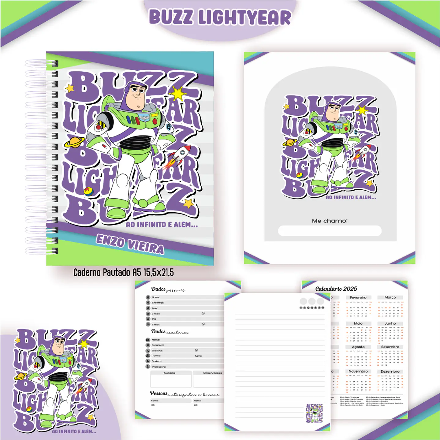 Kit Digital Encadernação Buzz Lightyear - Volta às Aulas  5