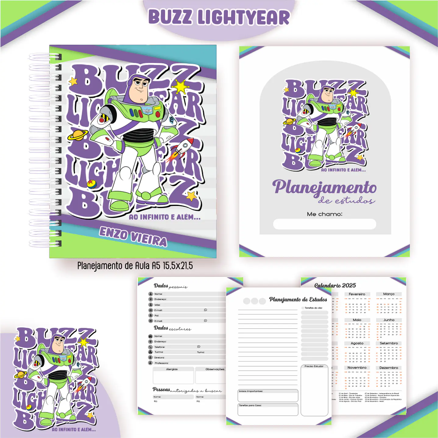 Kit Digital Encadernação Buzz Lightyear - Volta às Aulas  6