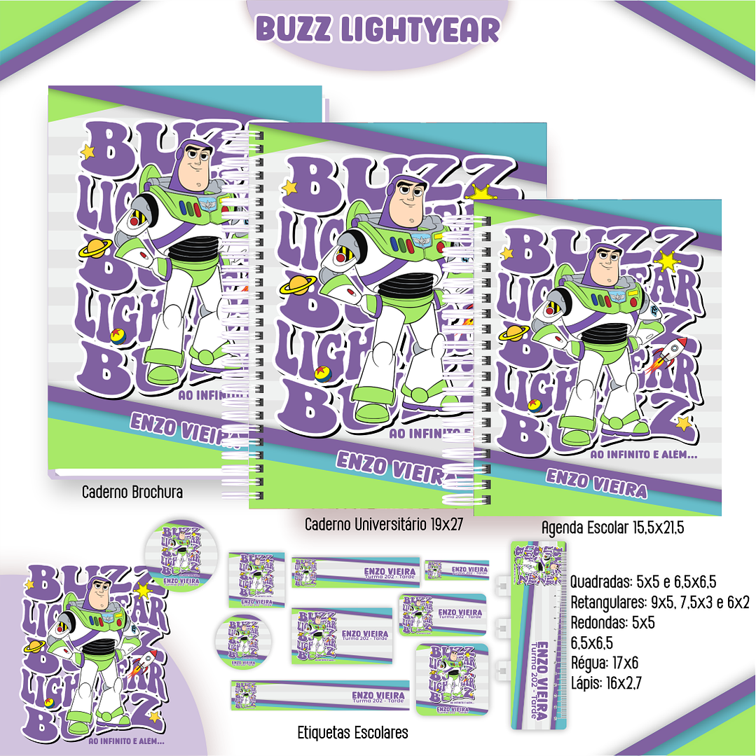 Kit Digital Encadernação Buzz Lightyear - Volta às Aulas  2