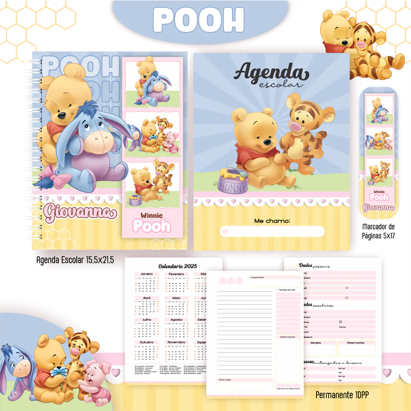 Kit Digital Encadernação Ursinho Pooh - Volta às Aulas  5