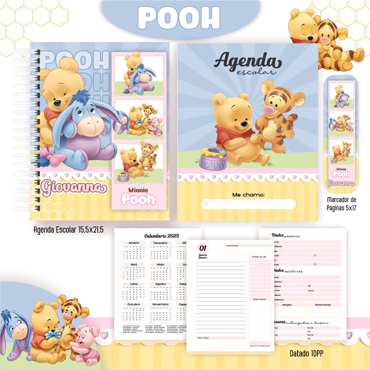 Kit Digital Encadernação Ursinho Pooh - Volta às Aulas  6
