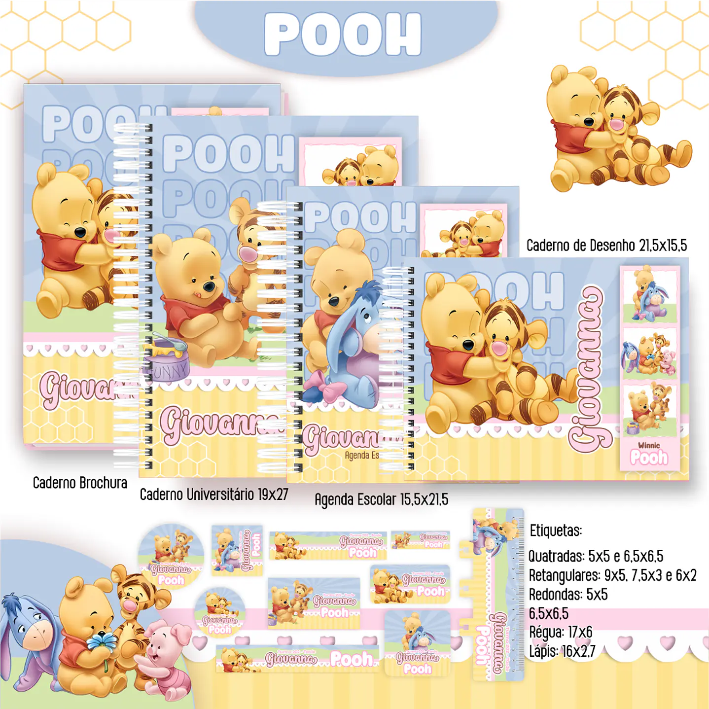 Kit Digital Encadernação Ursinho Pooh - Volta às Aulas  7