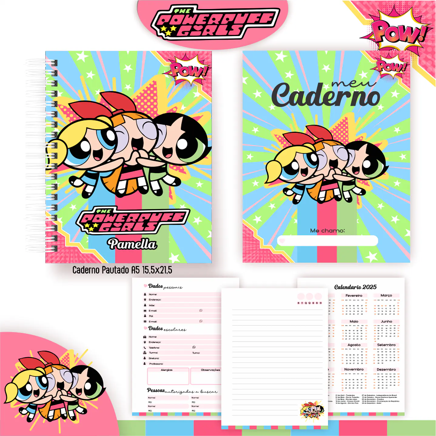 Kit Digital Encadernação As Meninas Superpoderosas - Volta às Aulas  5