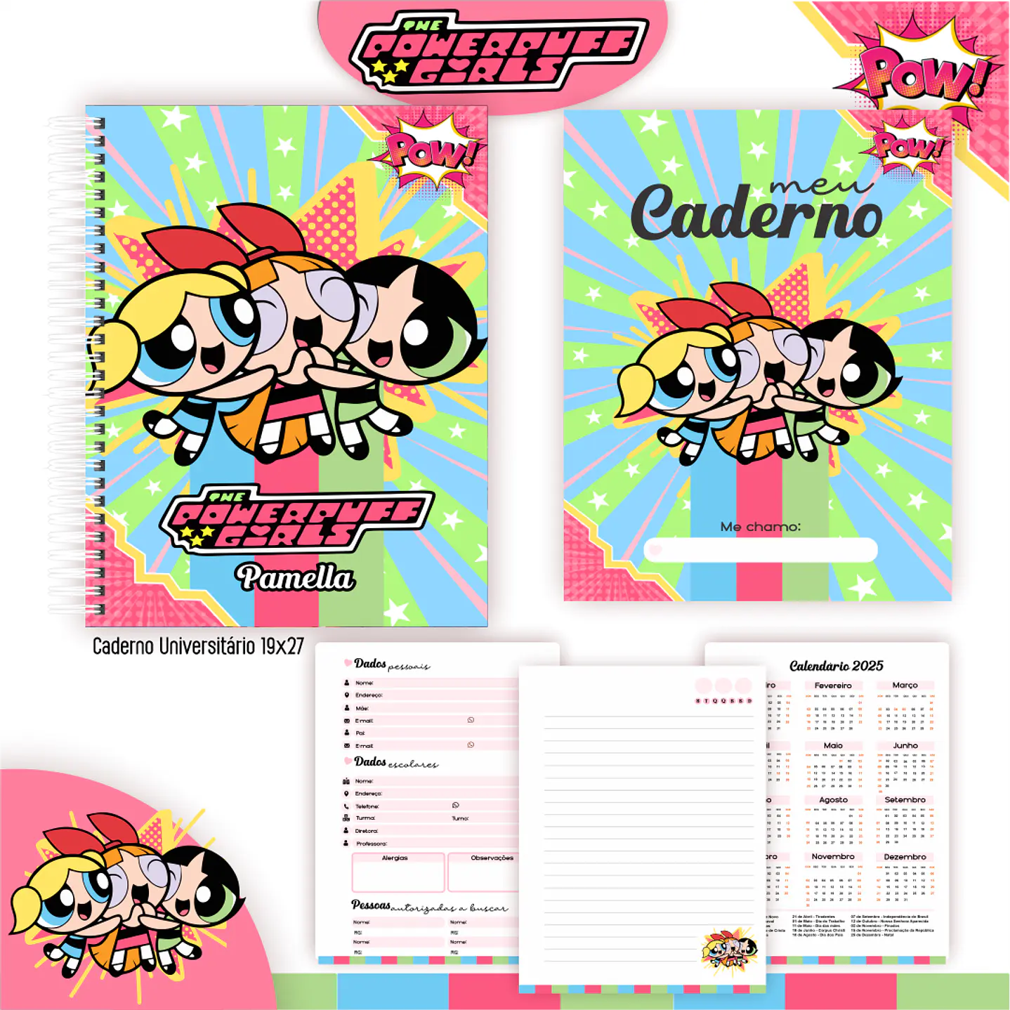Kit Digital Encadernação As Meninas Superpoderosas - Volta às Aulas  6