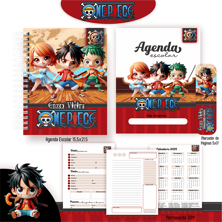 Kit Digital Encadernação One Piece - Volta às Aulas   1