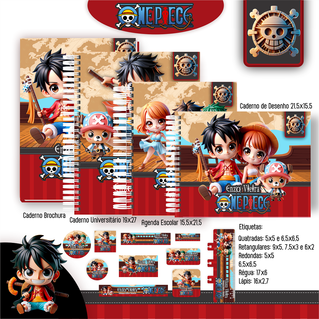 Kit Digital Encadernação One Piece - Volta às Aulas   5