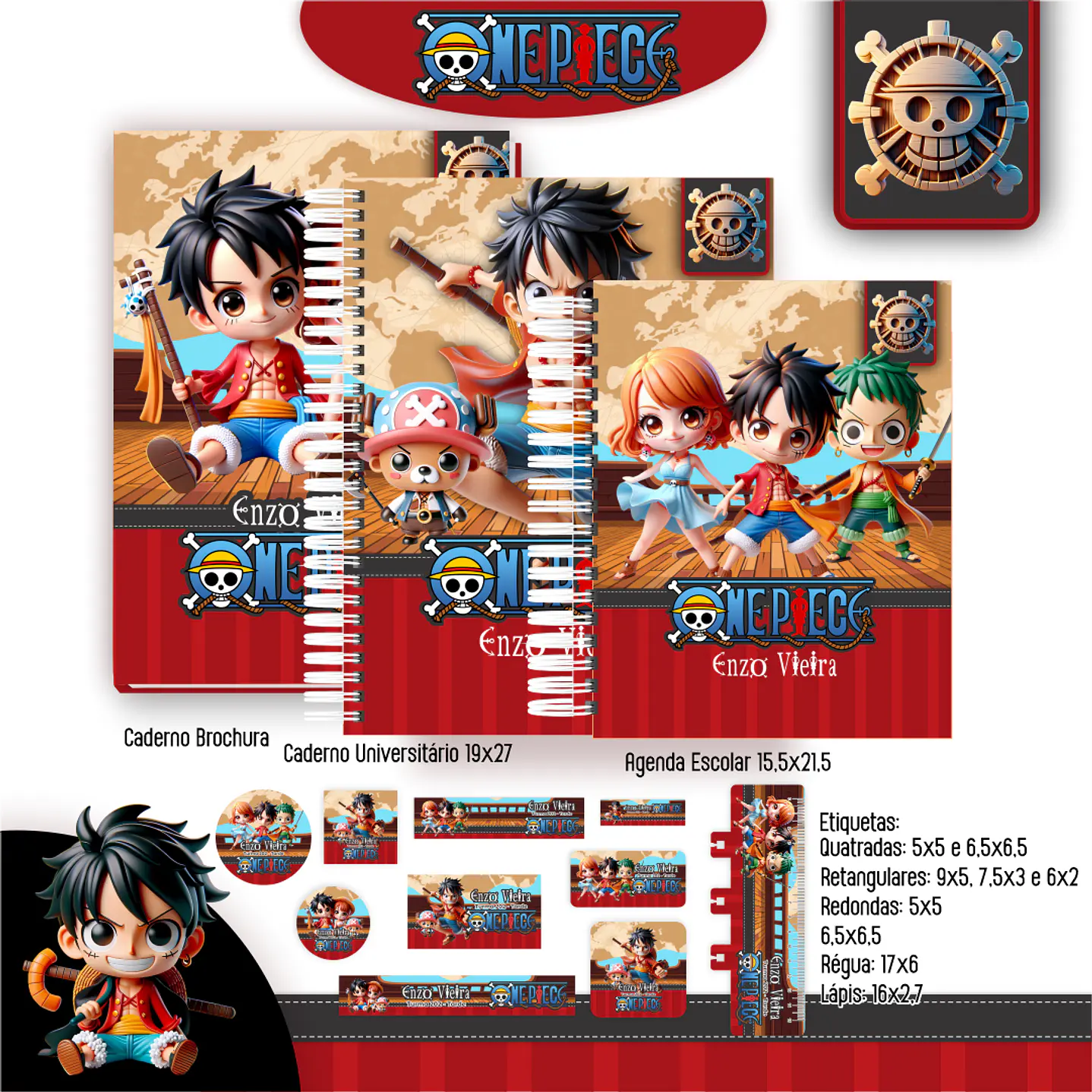 Kit Digital Encadernação One Piece - Volta às Aulas   6