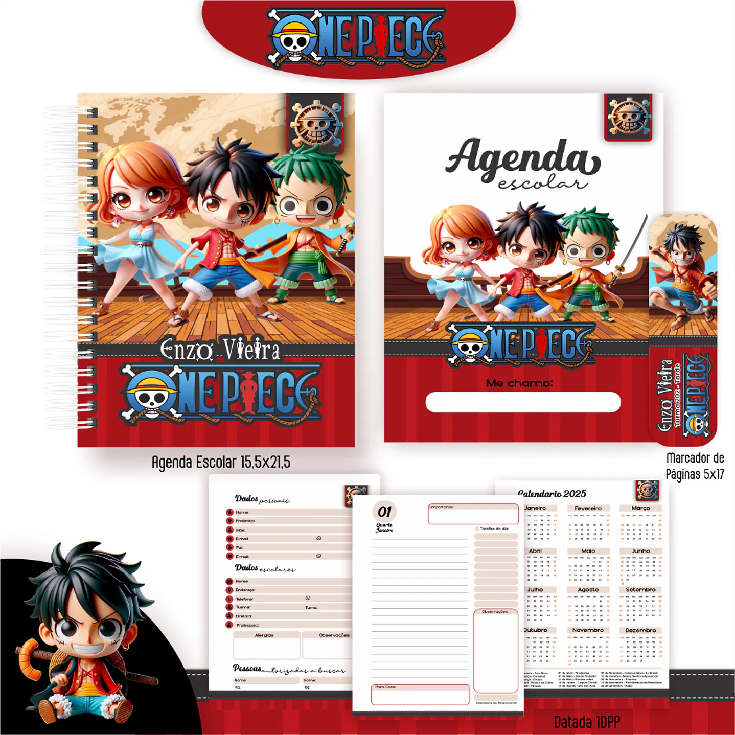 Kit Digital Encadernação One Piece - Volta às Aulas   7