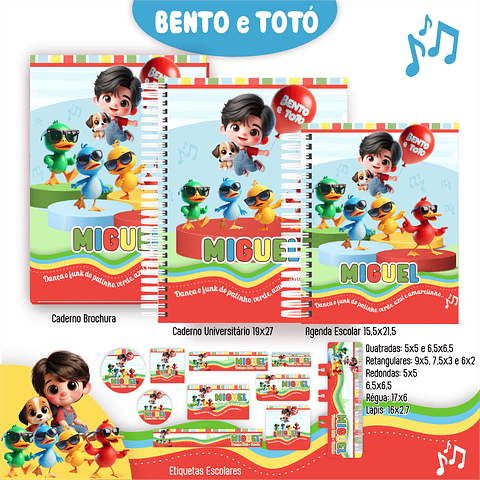 Kit Digital Encadernação Bento e Totó - Volta às Aulas