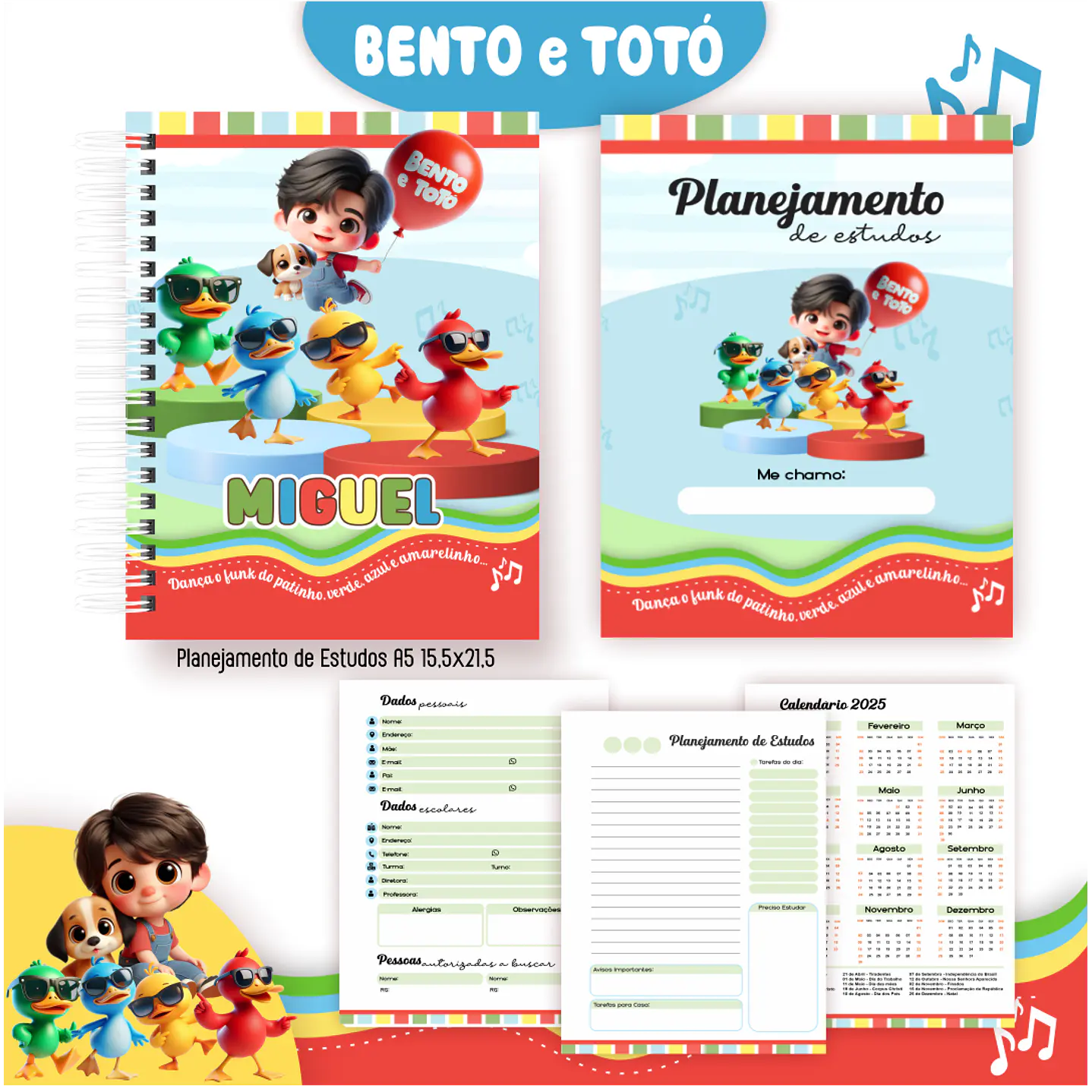 Kit Digital Encadernação Bento e Totó - Volta às Aulas 2