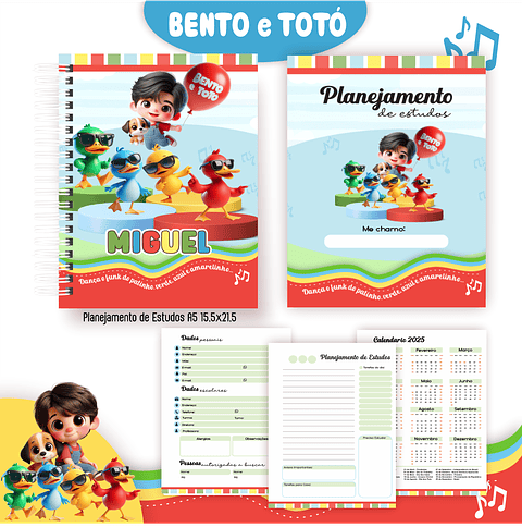 Kit Digital Encadernação Bento e Totó - Volta às Aulas
