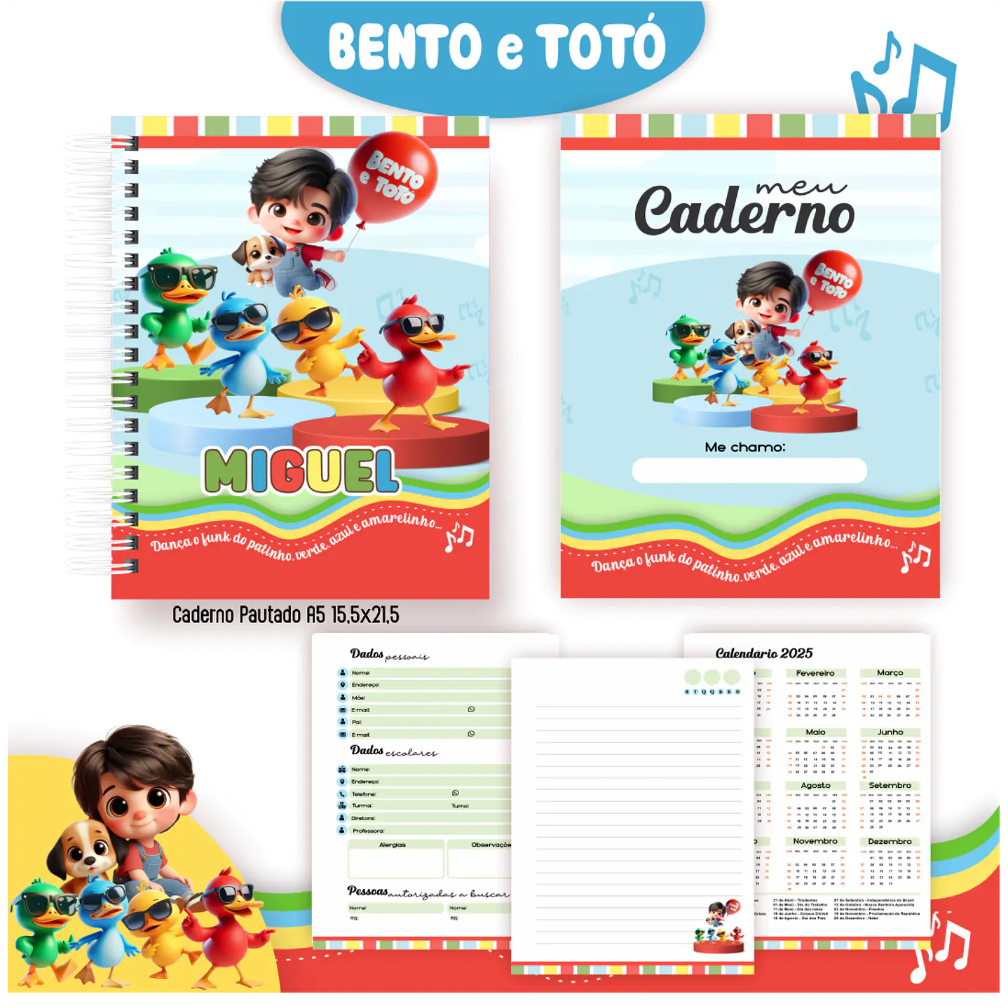 Kit Digital Encadernação Bento e Totó - Volta às Aulas 3