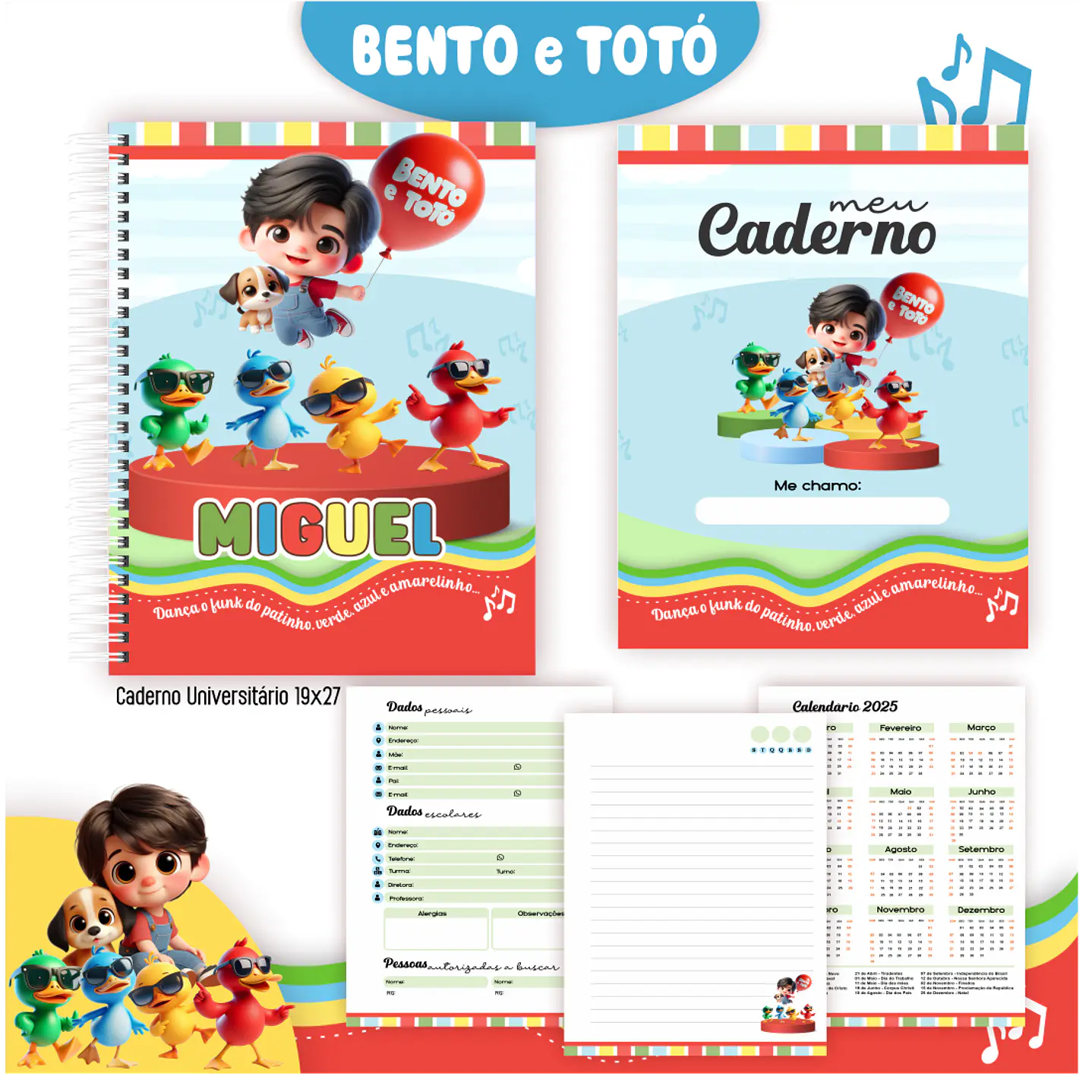 Kit Digital Encadernação Bento e Totó - Volta às Aulas 4