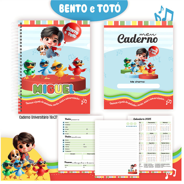 Kit Digital Encadernação Bento e Totó - Volta às Aulas 4