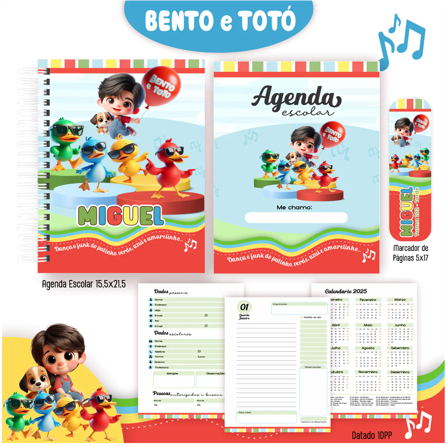 Kit Digital Encadernação Bento e Totó - Volta às Aulas 6