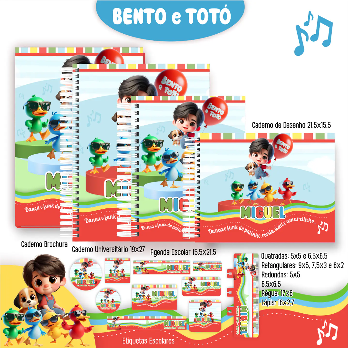 Kit Digital Encadernação Bento e Totó - Volta às Aulas 7
