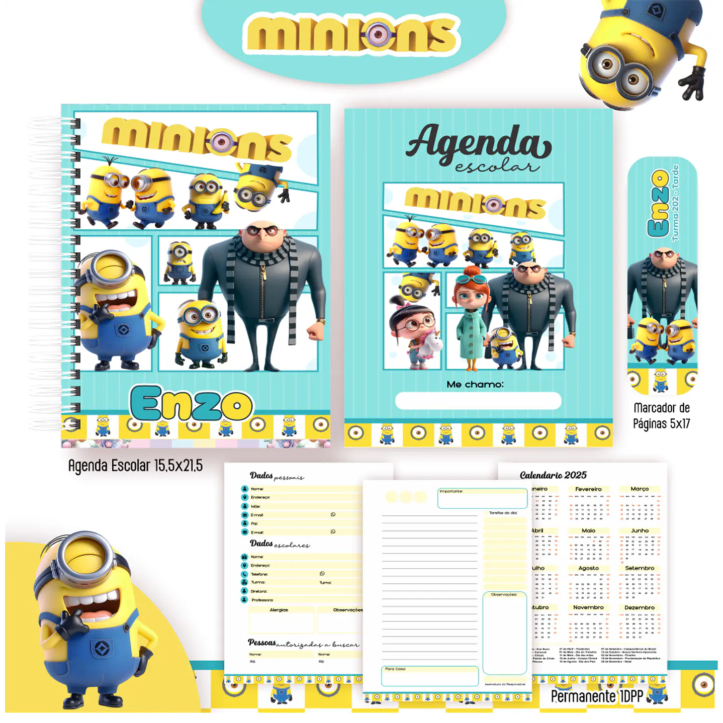 Kit Digital Encadernação Minions - Volta às Aulas  1