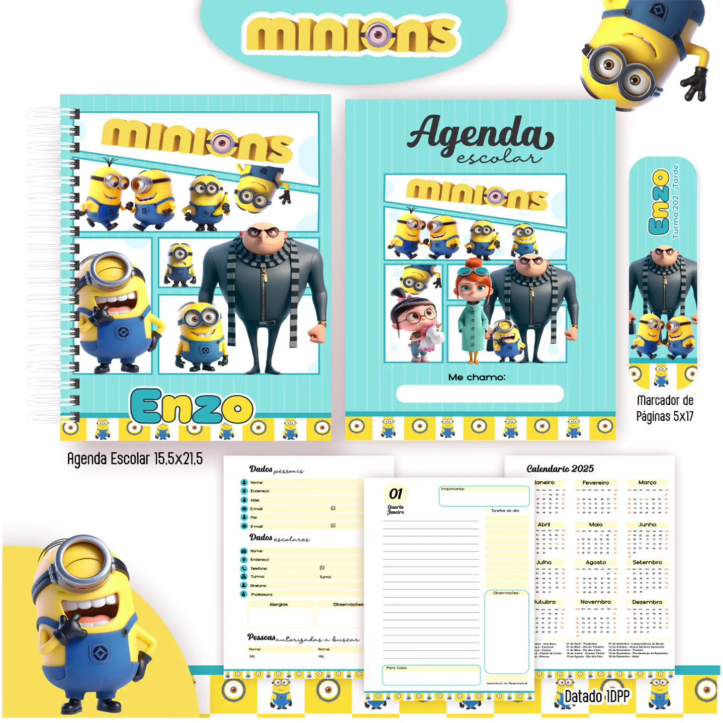 Kit Digital Encadernação Minions - Volta às Aulas  2