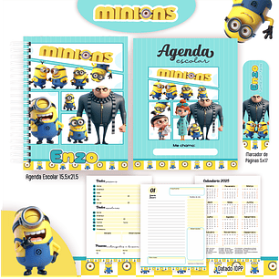 Kit Digital Encadernação Minions - Volta às Aulas 