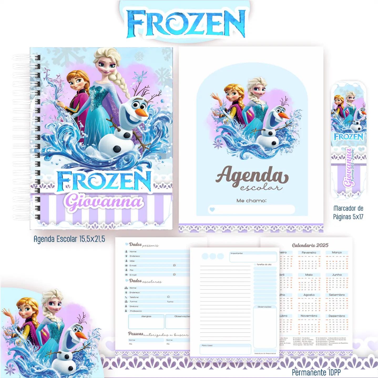Kit Digital Encadernação Frozen - Volta às Aulas  2