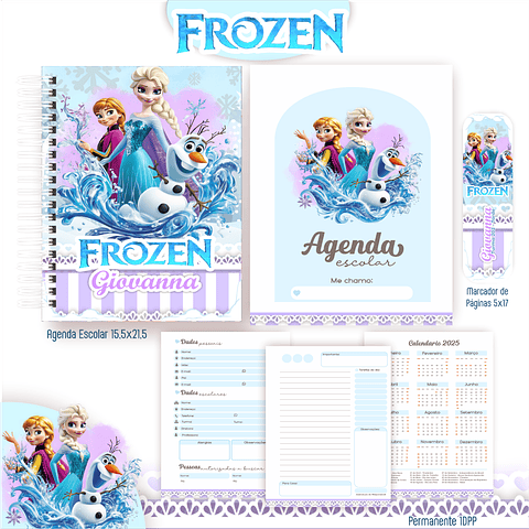 Kit Digital Encadernação Frozen - Volta às Aulas 