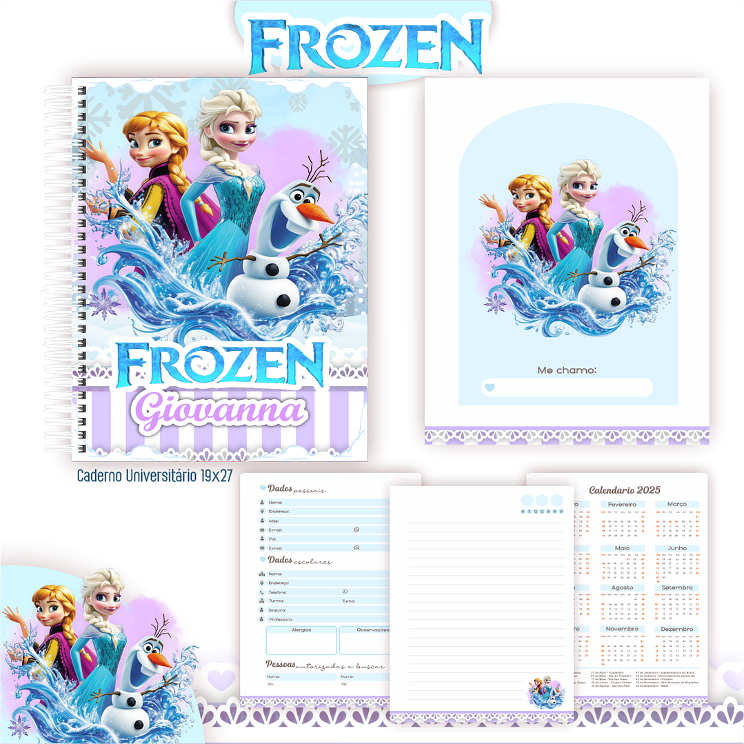 Kit Digital Encadernação Frozen - Volta às Aulas  3