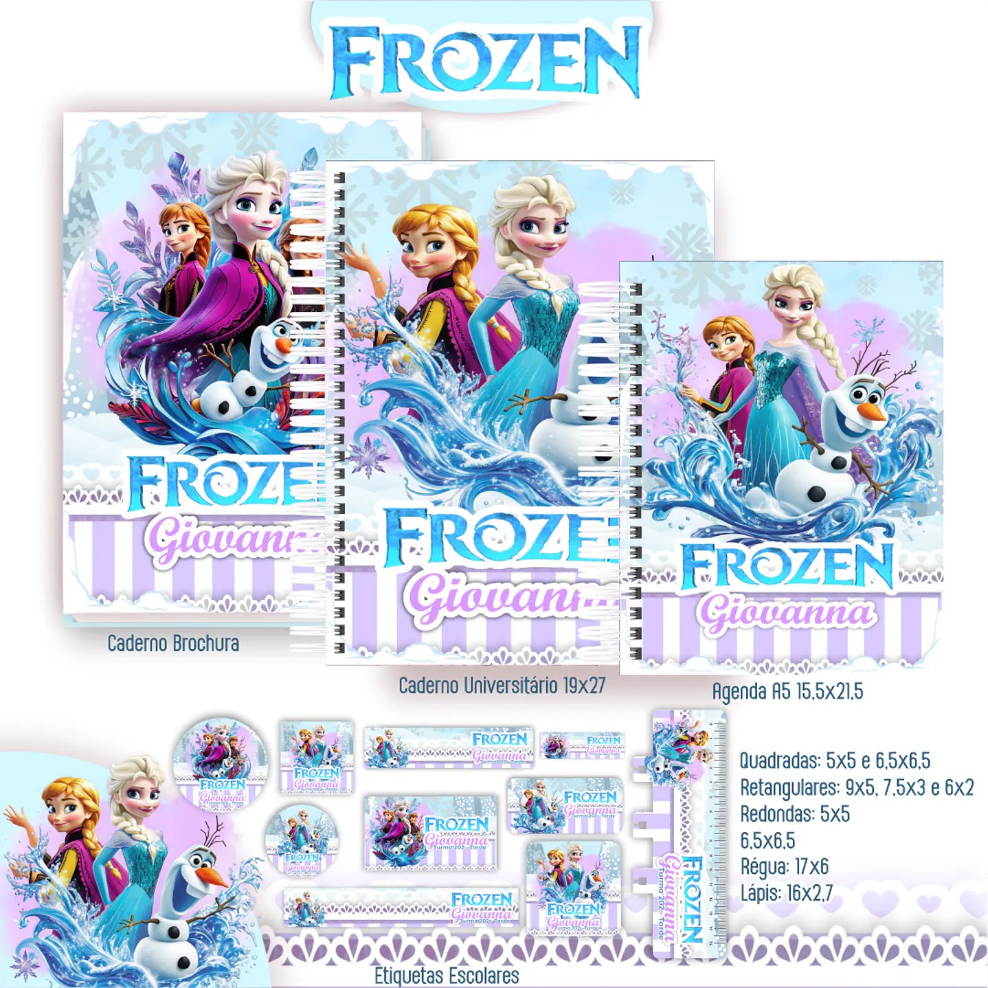 Kit Digital Encadernação Frozen - Volta às Aulas  4