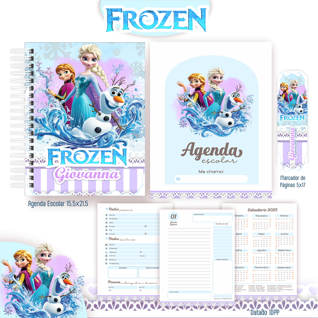 Kit Digital Encadernação Frozen - Volta às Aulas  5