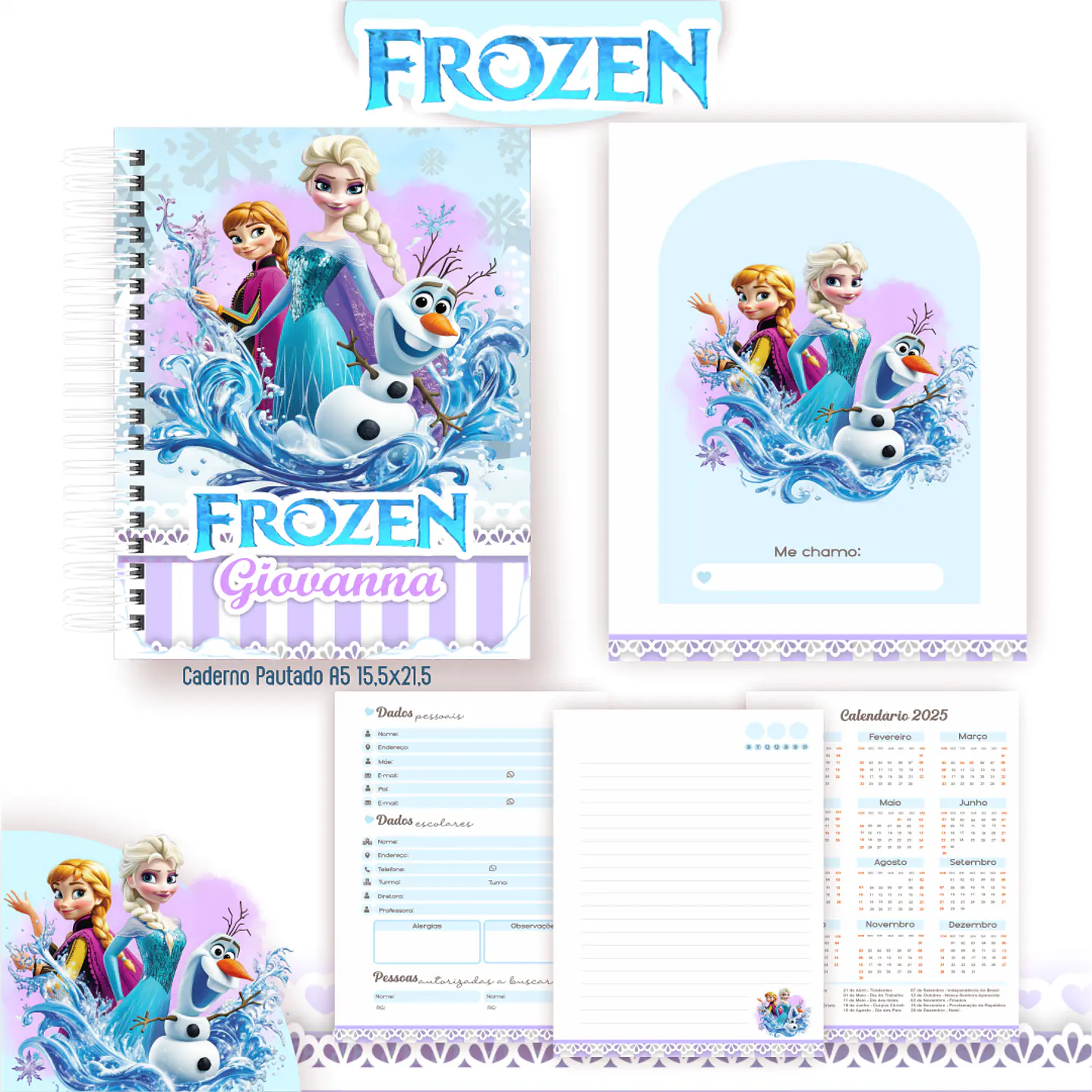 Kit Digital Encadernação Frozen - Volta às Aulas  6