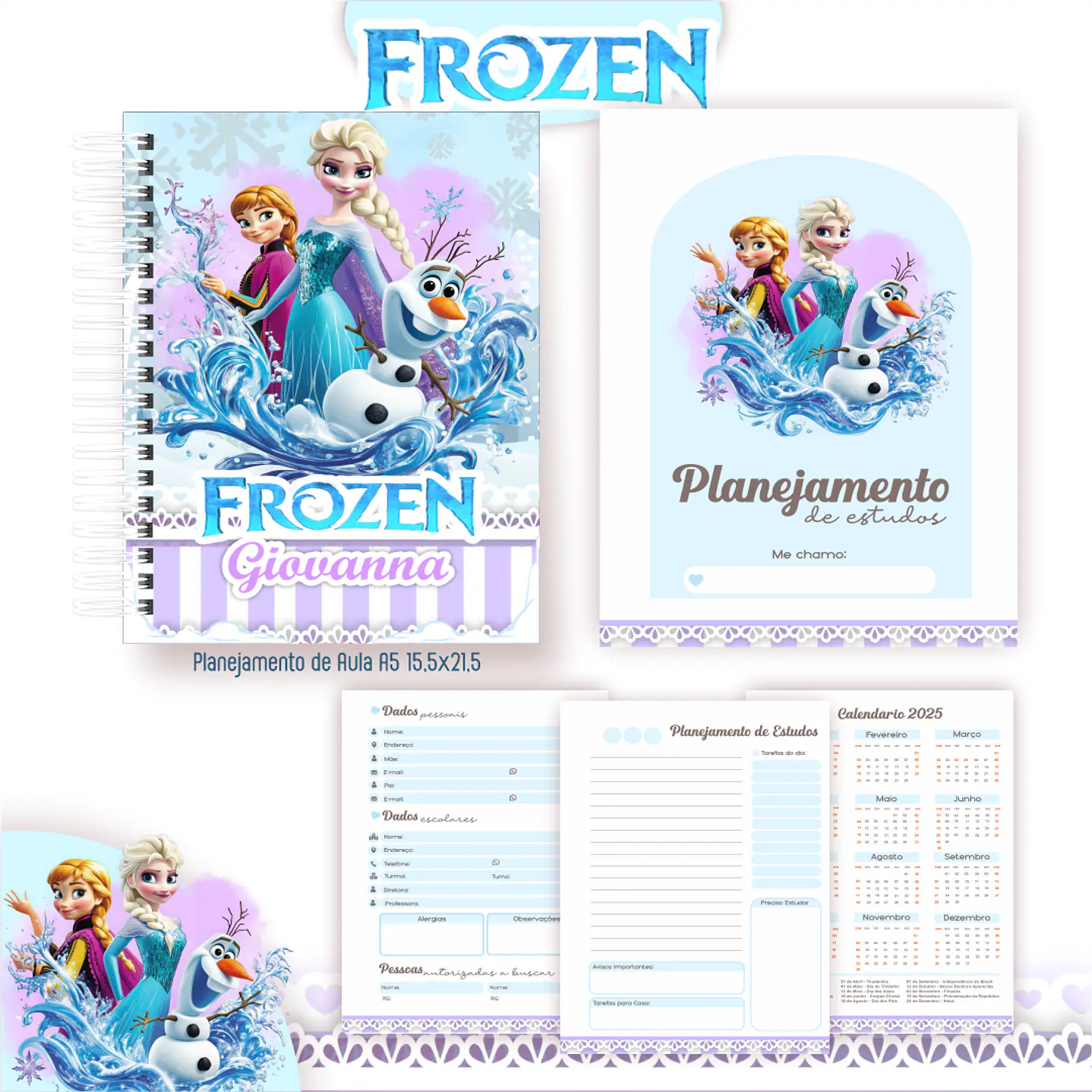 Kit Digital Encadernação Frozen - Volta às Aulas  7
