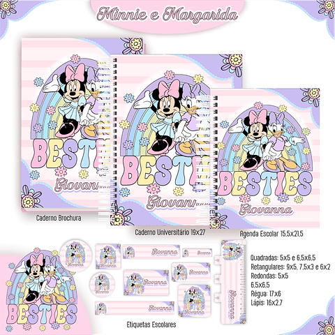 Kit Digital Encadernação Minnie e Margarida - Volta às Aulas 