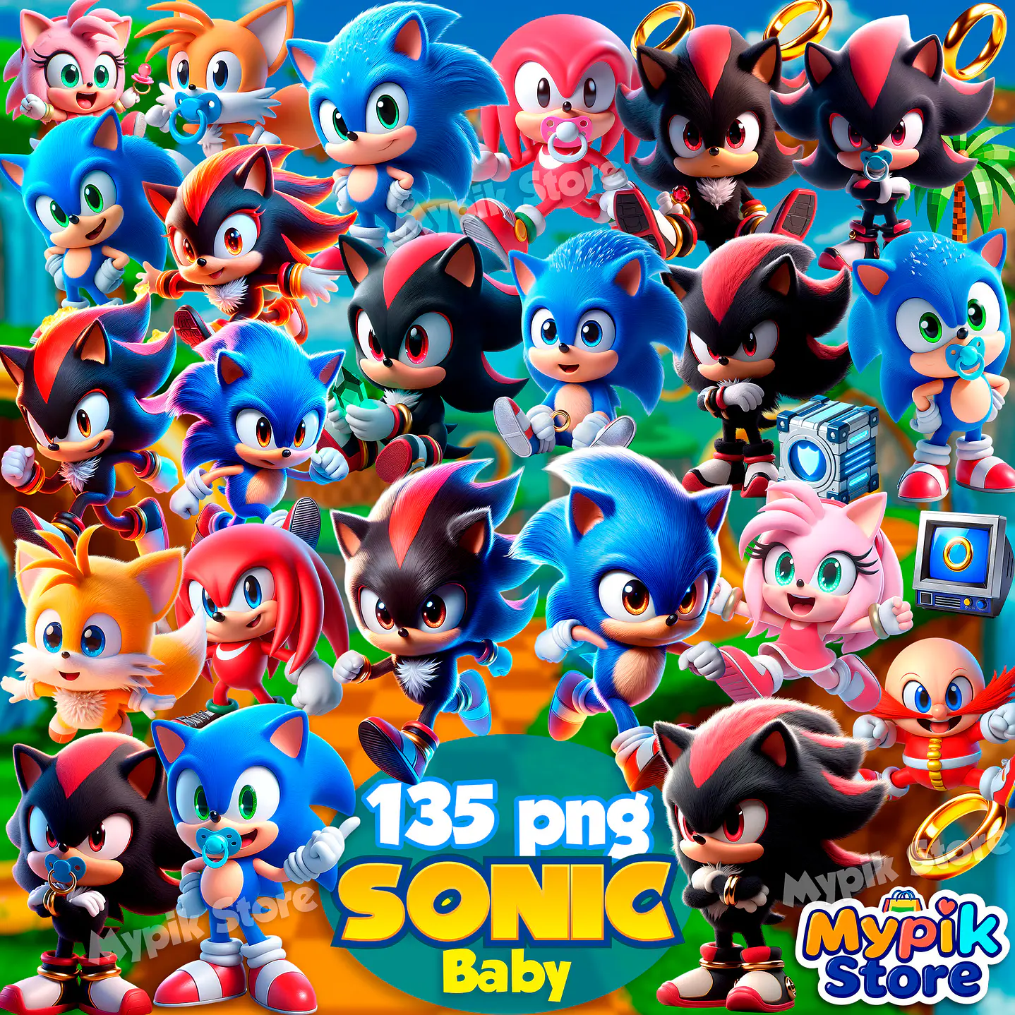 Kit Digital Sonic Baby Imagens PNG 1