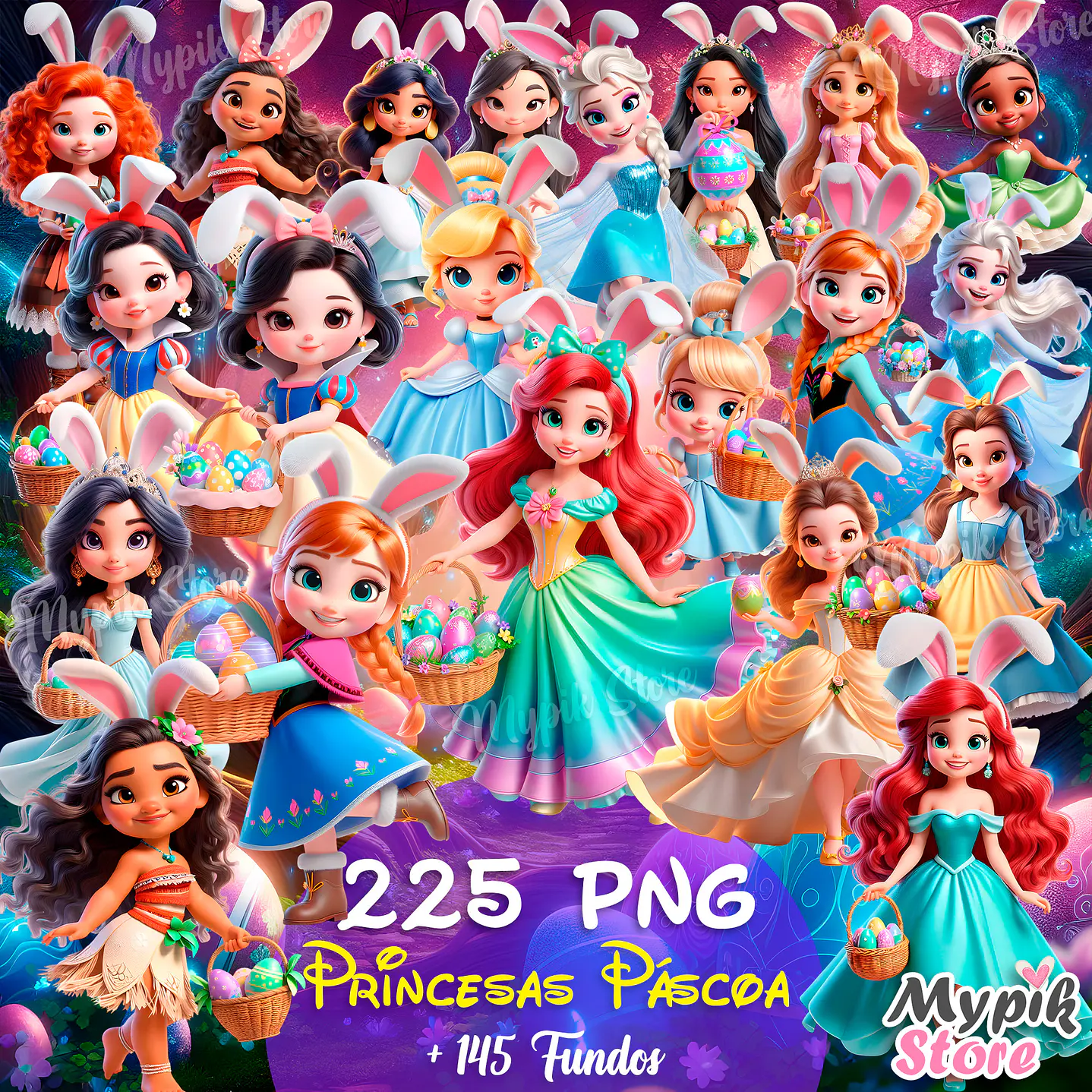 Kit Digital Princesas Disney Páscoa 2