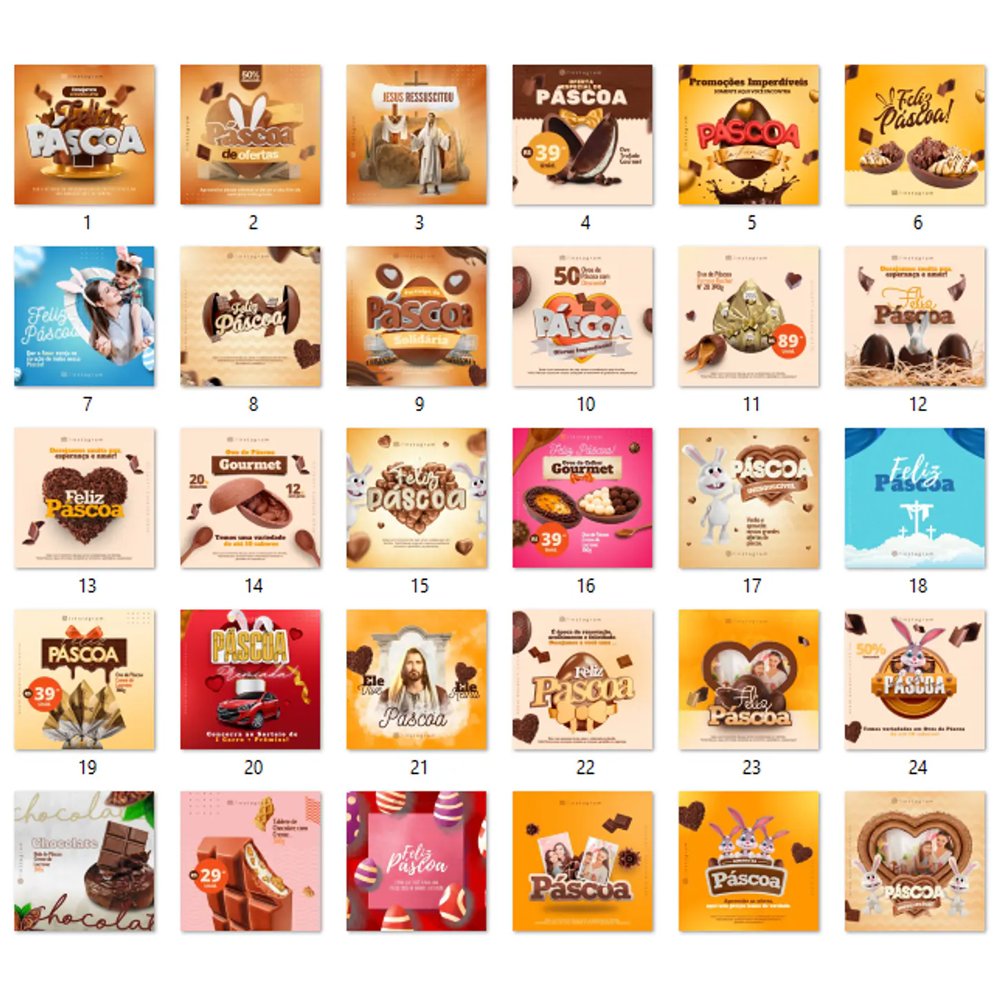 134 Modelos de Artes Páscoa Mídias Socias  - Editáveis no Canva 3