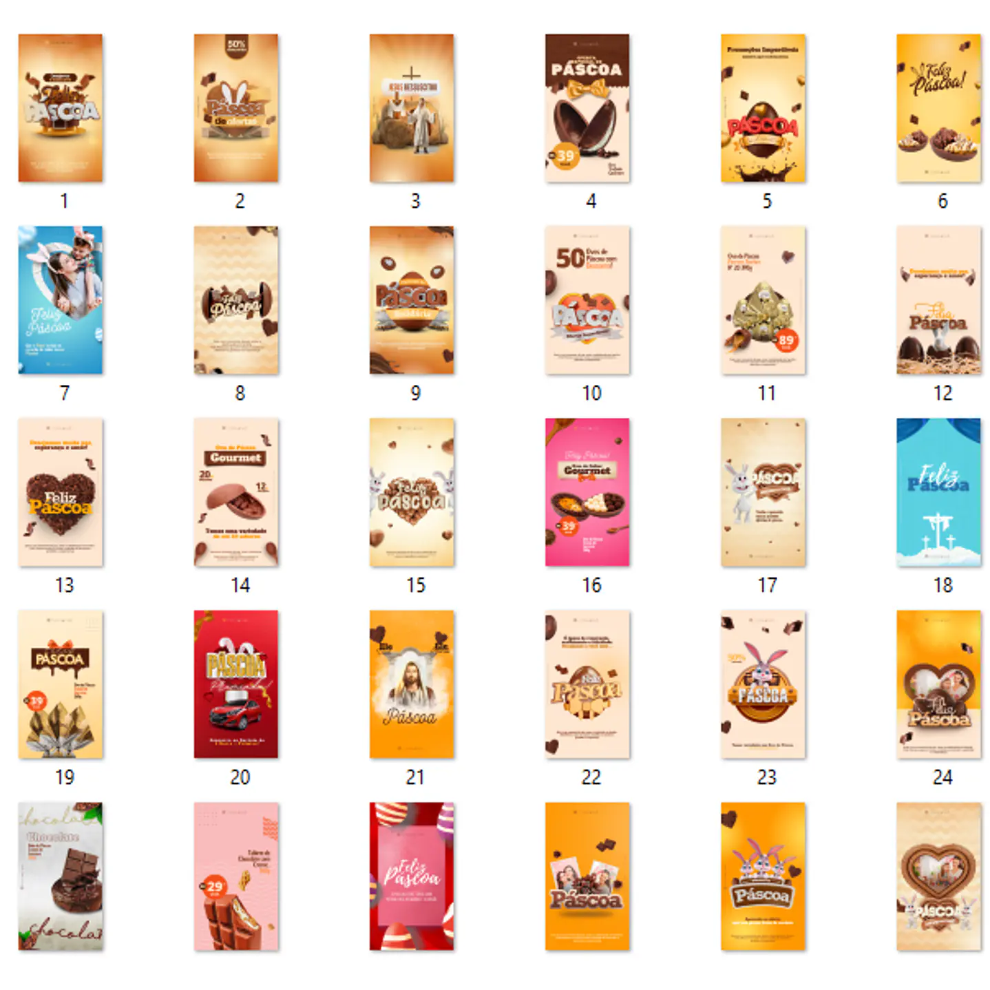 134 Modelos de Artes Páscoa Mídias Socias  - Editáveis no Canva 6