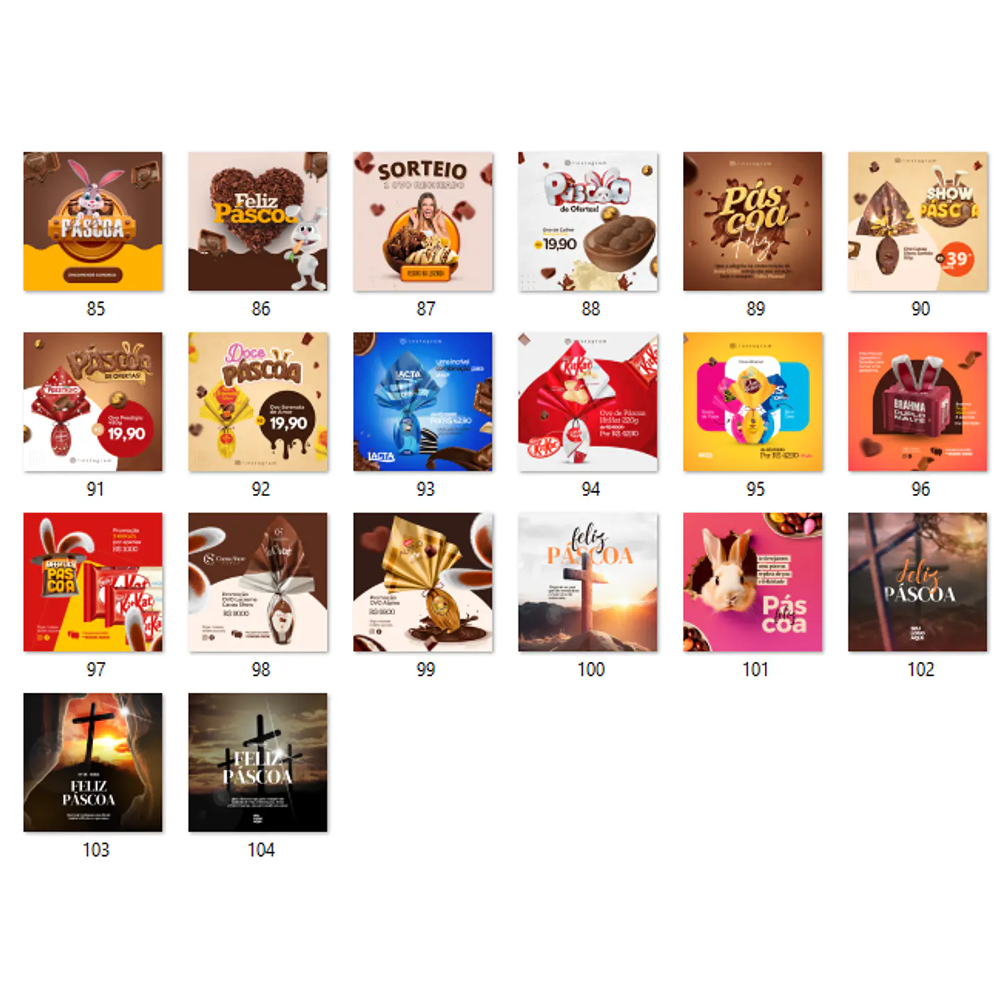 134 Modelos de Artes Páscoa Mídias Socias  - Editáveis no Canva 7