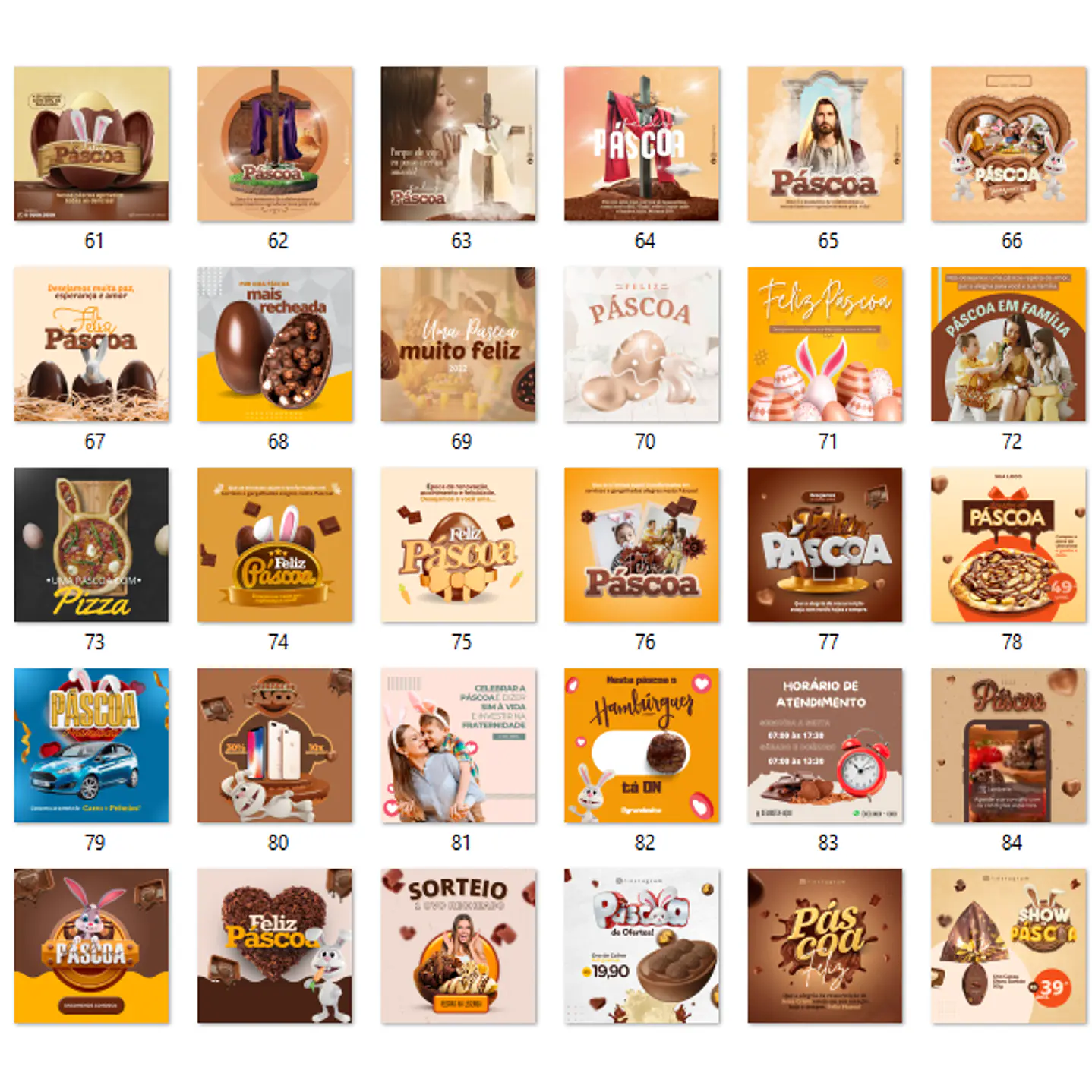 134 Modelos de Artes Páscoa Mídias Socias  - Editáveis no Canva 4